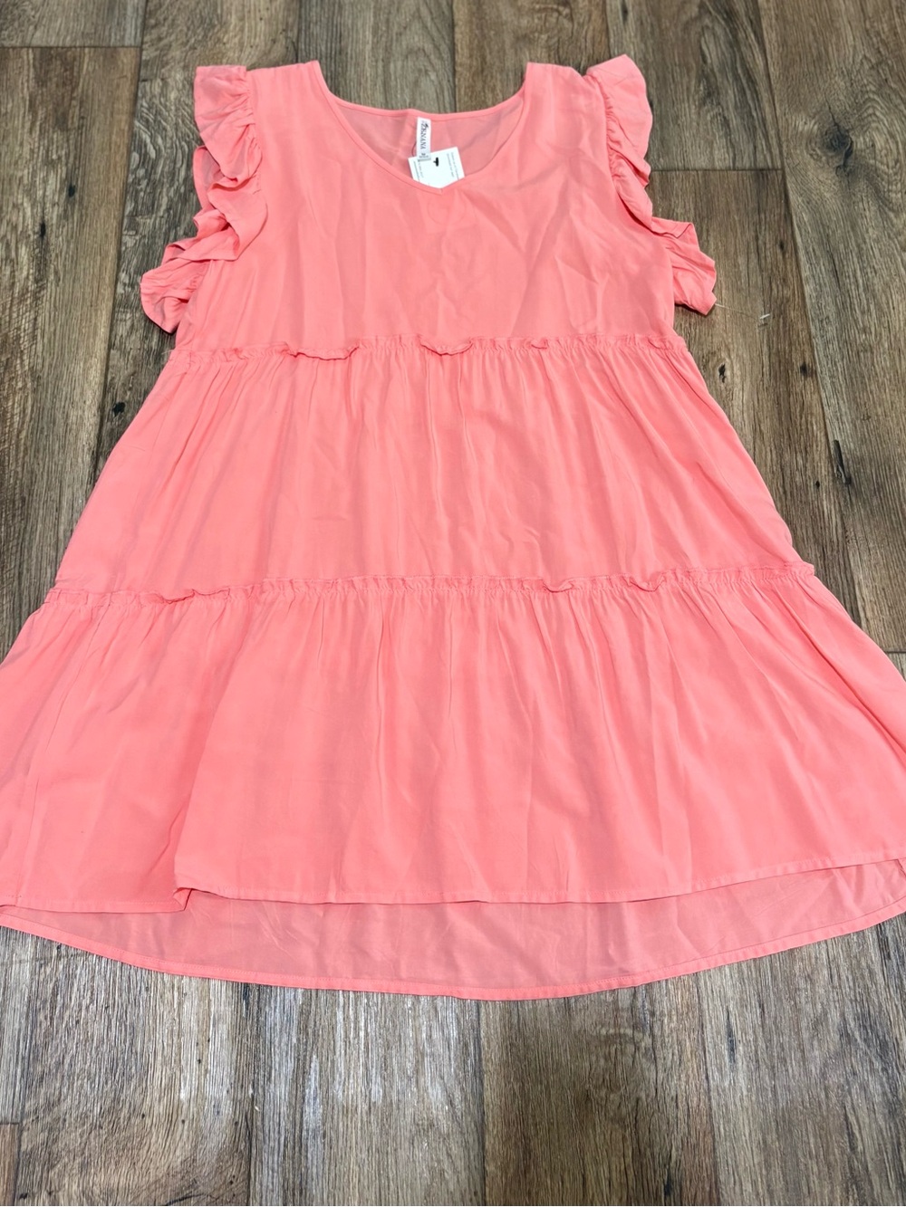 Zenana Outfitters Coral Tiered Midi Dress with Ruffles Summer Sundress